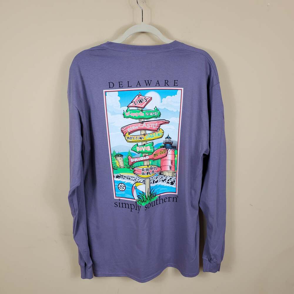 Simply Southern Delaware Long Sleeve Tee in Purple L